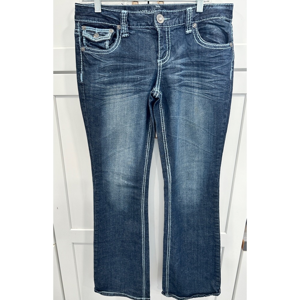 ZOO JEANS Women's Dark Wash Bootcut Jeans‎ Size 7 Embellished Pockets